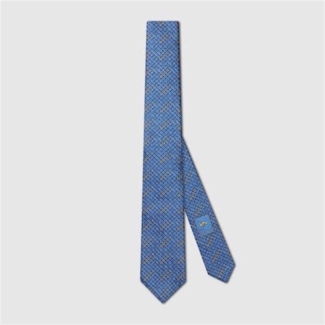 Gucci silk jacquard tie in light blue and yellow 